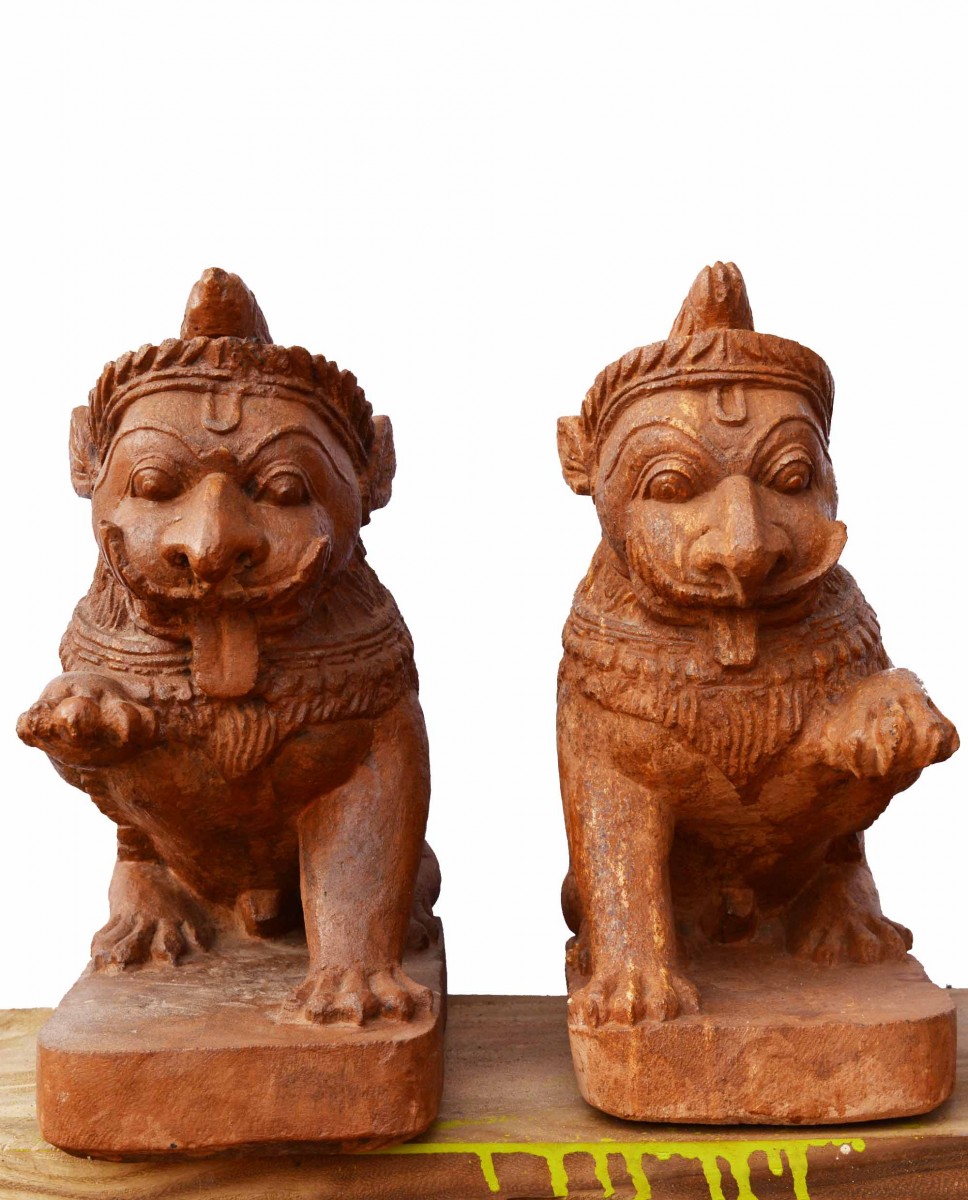 Stone Lion Statue Set 2 feet for Garden CRAFTS ODISHA