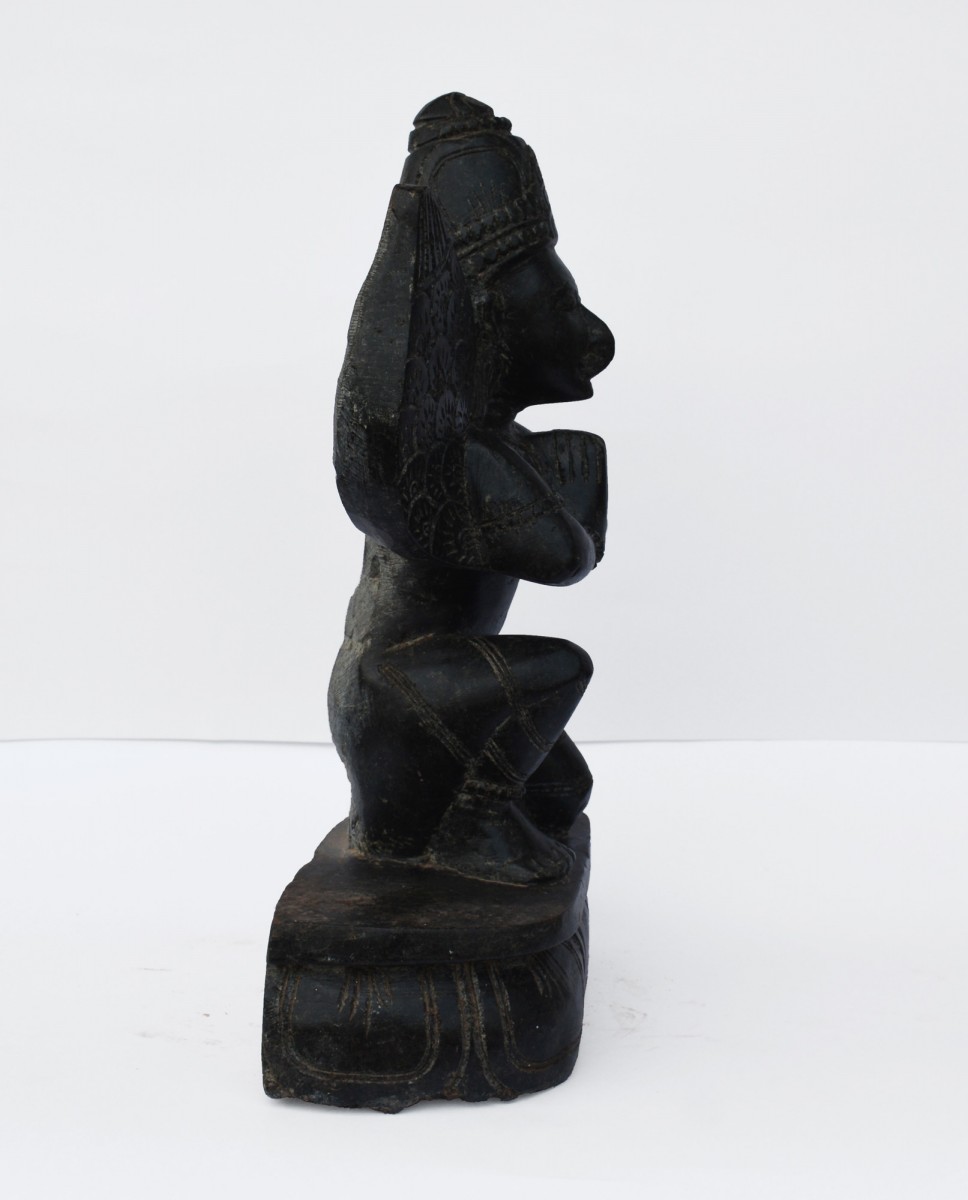 Dark stone Garuda statue for temple 12 inch