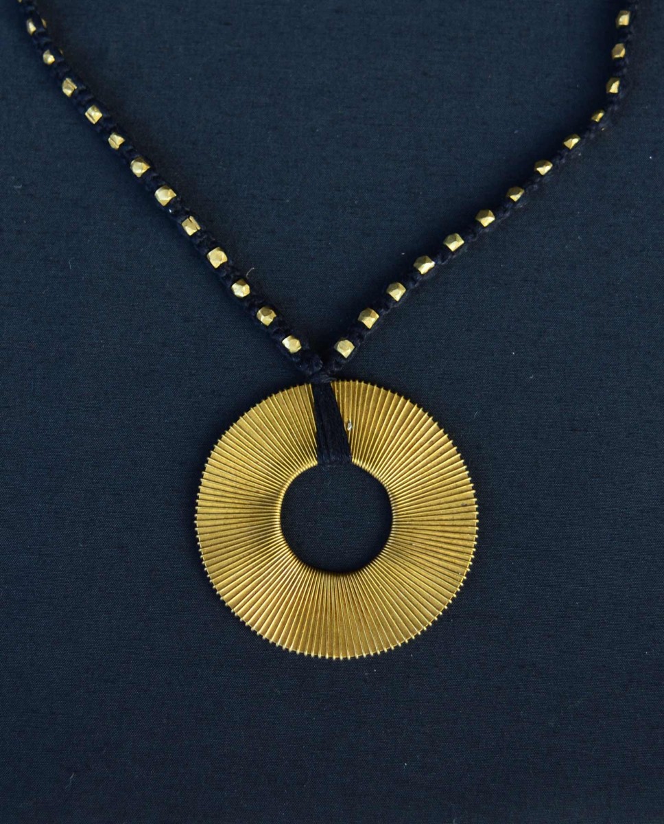 spiral round shaped dhokra necklace-P00552-0754