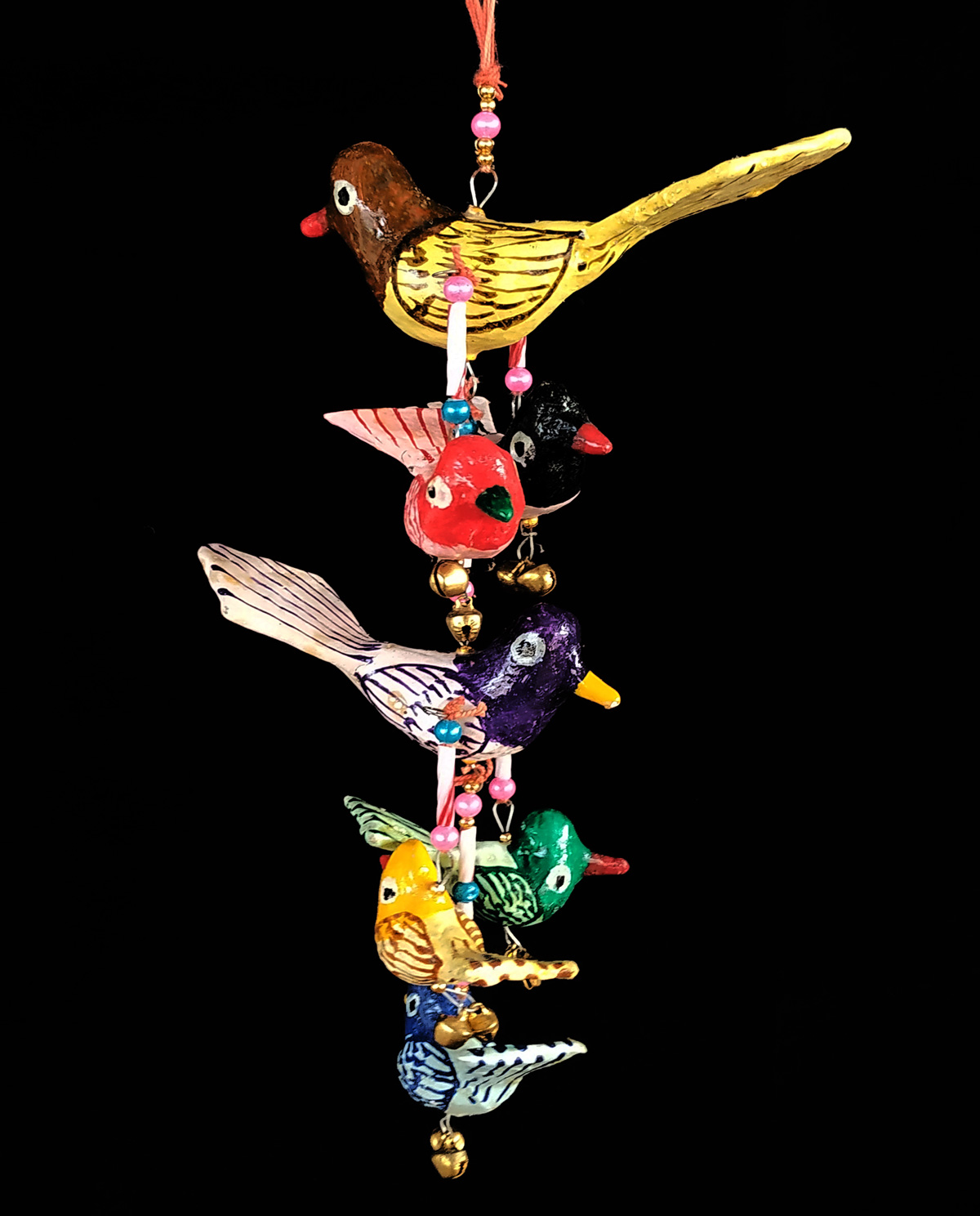 Paper Mache Hanging Birds7 Birds