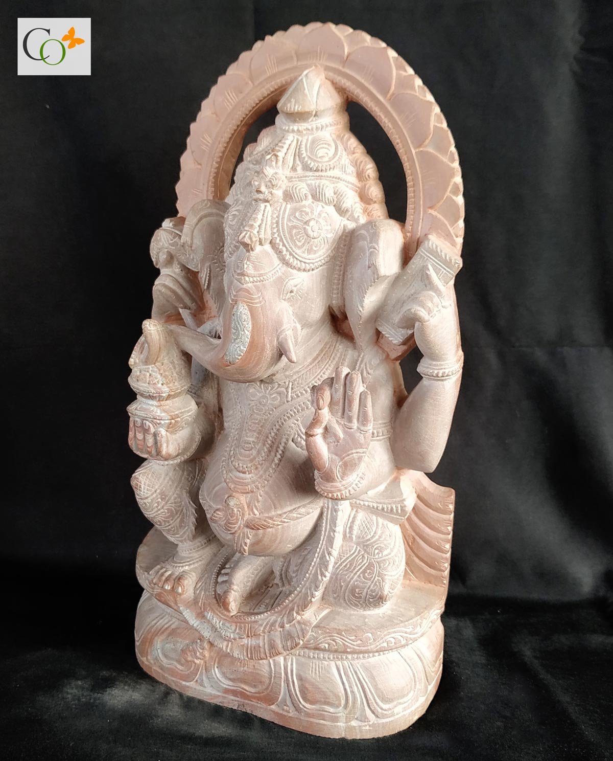 Right Trunk Sitting Soapstone Ganesha Statue