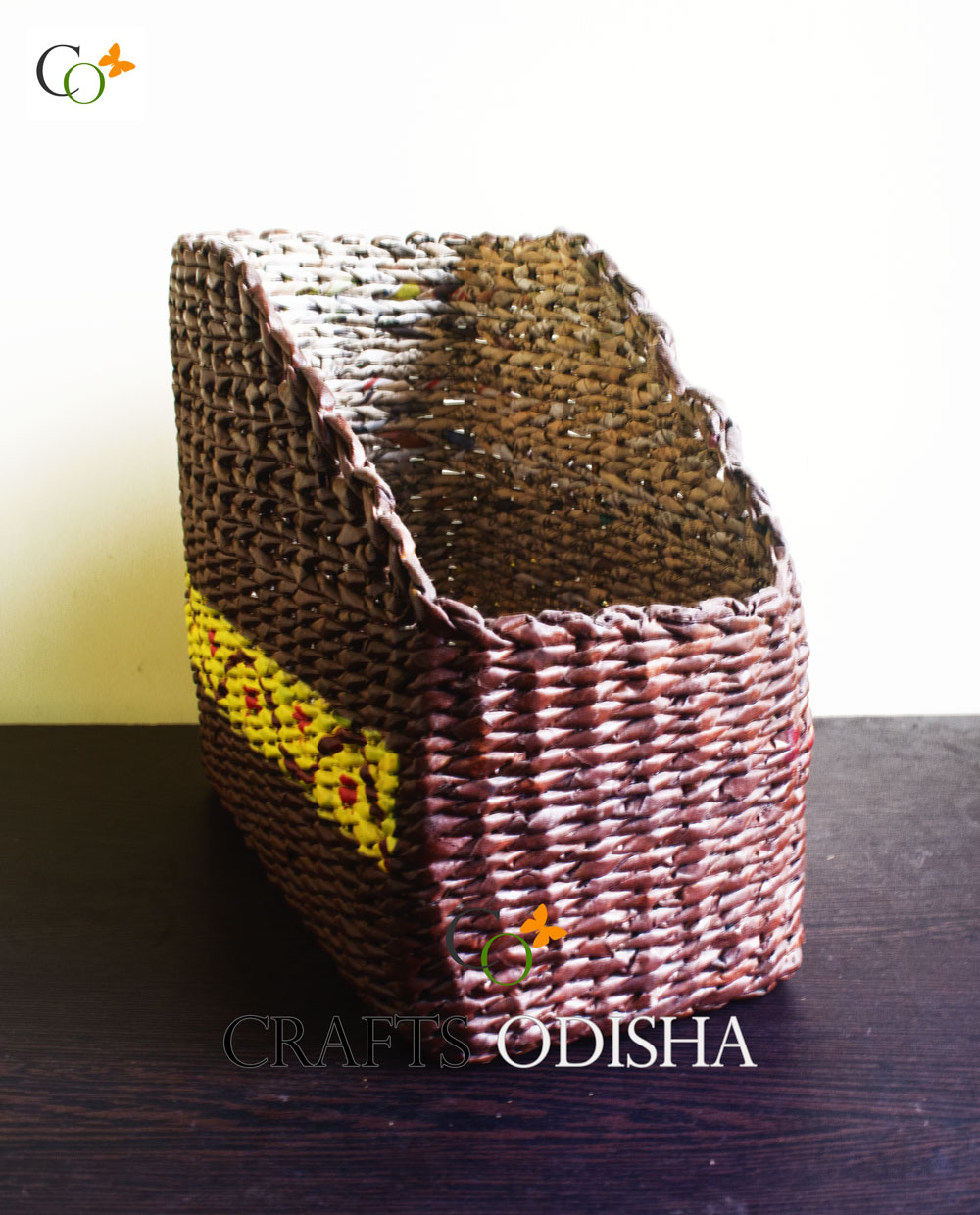Paper Strip Weaving Magazine Holder Organiser Crafts Odisha