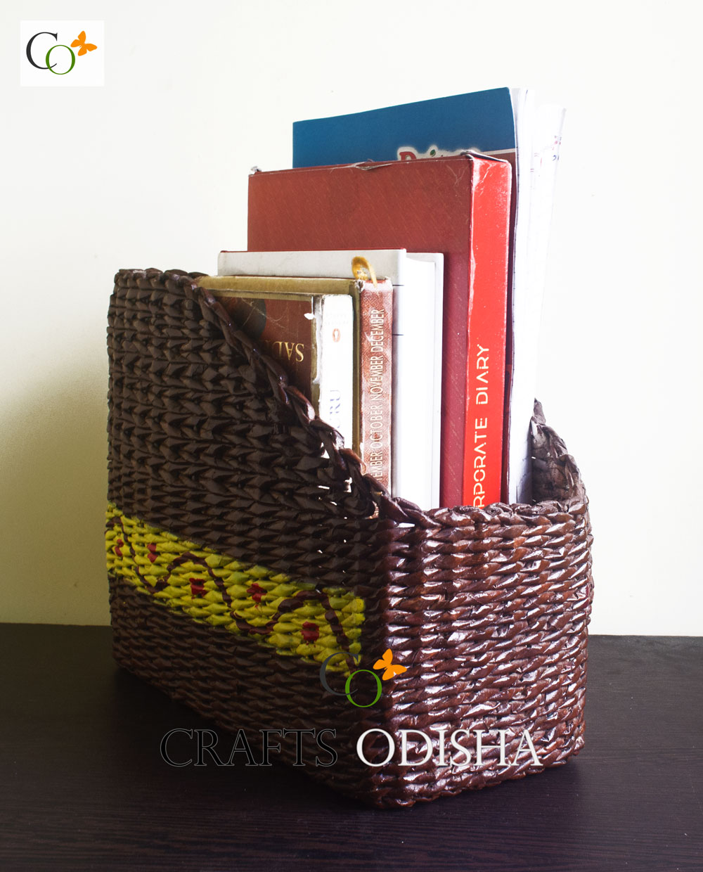 Paper Strip Weaving Magazine Holder Organiser Crafts Odisha