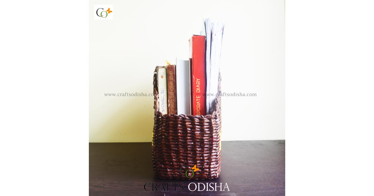 Paper Strip Weaving Magazine Holder Organiser Crafts Odisha