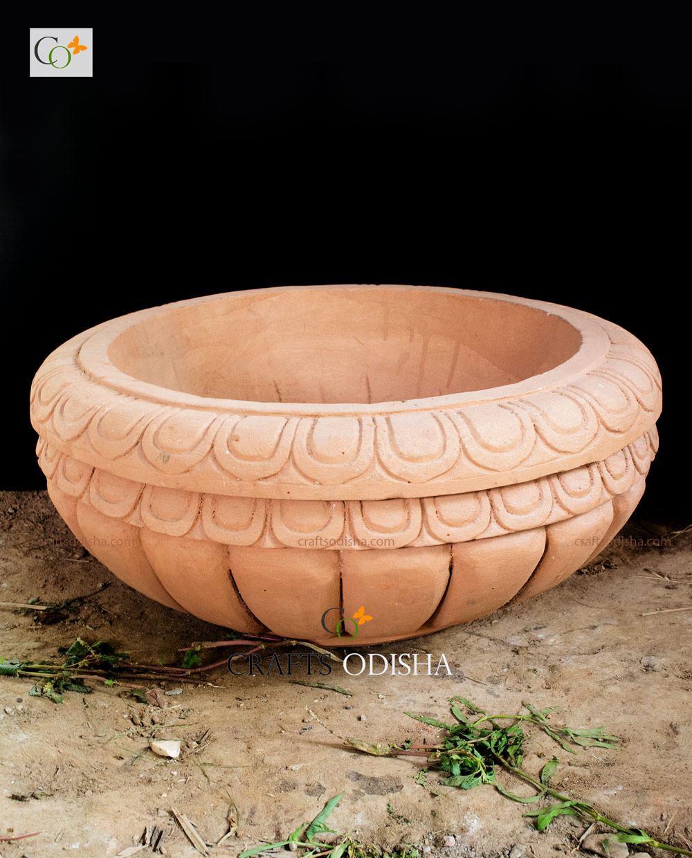 Sandstone Decorative Bowl Planters Bird Bath Pot for Garden Crafts Odisha